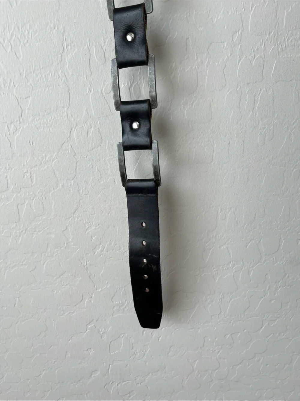 Vintage Y2K Leather Metal Chainlink Grunge Eclectic Belt Black Medium
